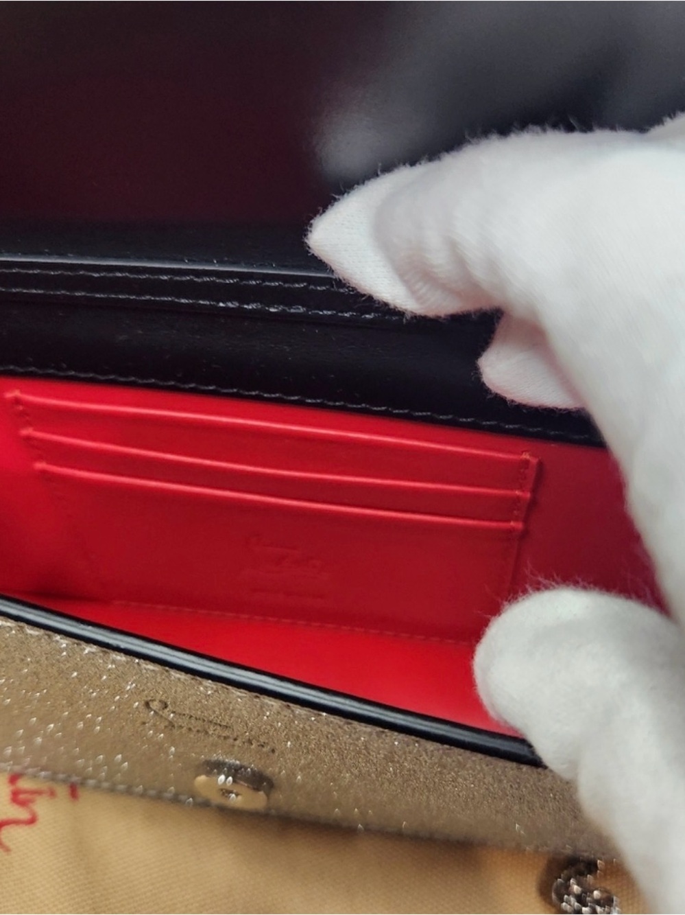 EUC Christian Louboutin Silver small Bag with Red Strap Retail $1750 - Picture 10 of 11